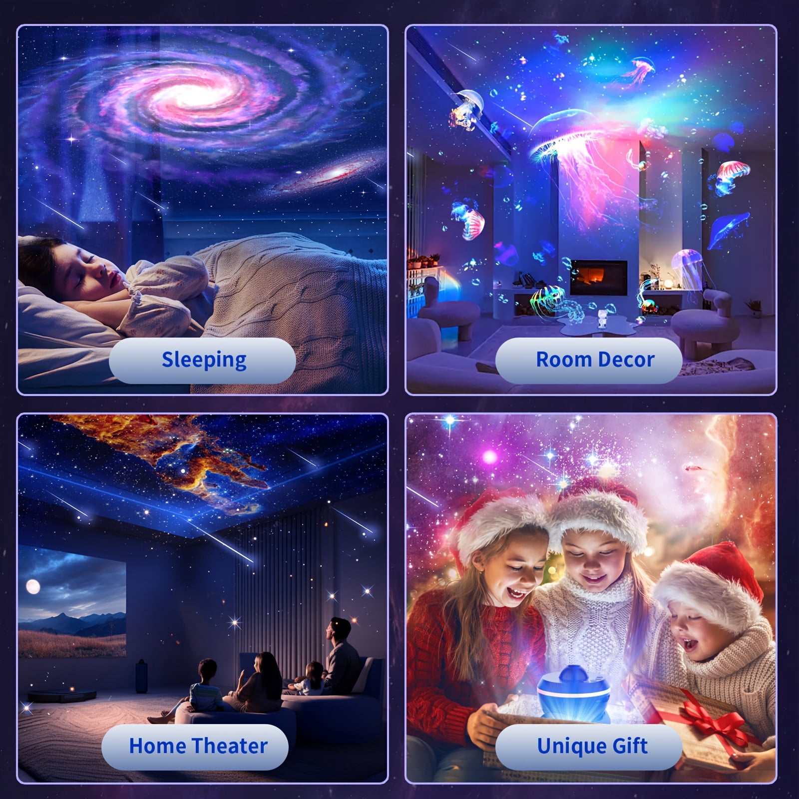 13-in-1 Galaxy Projector - Bedroom Ceiling Night Light Planetarium Projector with Timer, LED Space Mood Lamp for Adults & Kids Room Decor