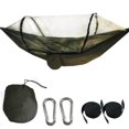 thumbnail image 1 of Jacenvly - Hamacas de red para exteriores con mosquitero, suministros para fiestas de Nochevieja, hamacas de viaje portátiles dobles o individuales, cama colgante para cazar, acampar, dormir, cama, 1 of 5