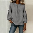 thumbnail image 4 of Tauxra 3/4 Sleeve Tops for Women Loose Fit, Casual Round Neck Pullover Blouse for Everyday Wear, Solid Color Long Sleeve Shirts, 4 of 6