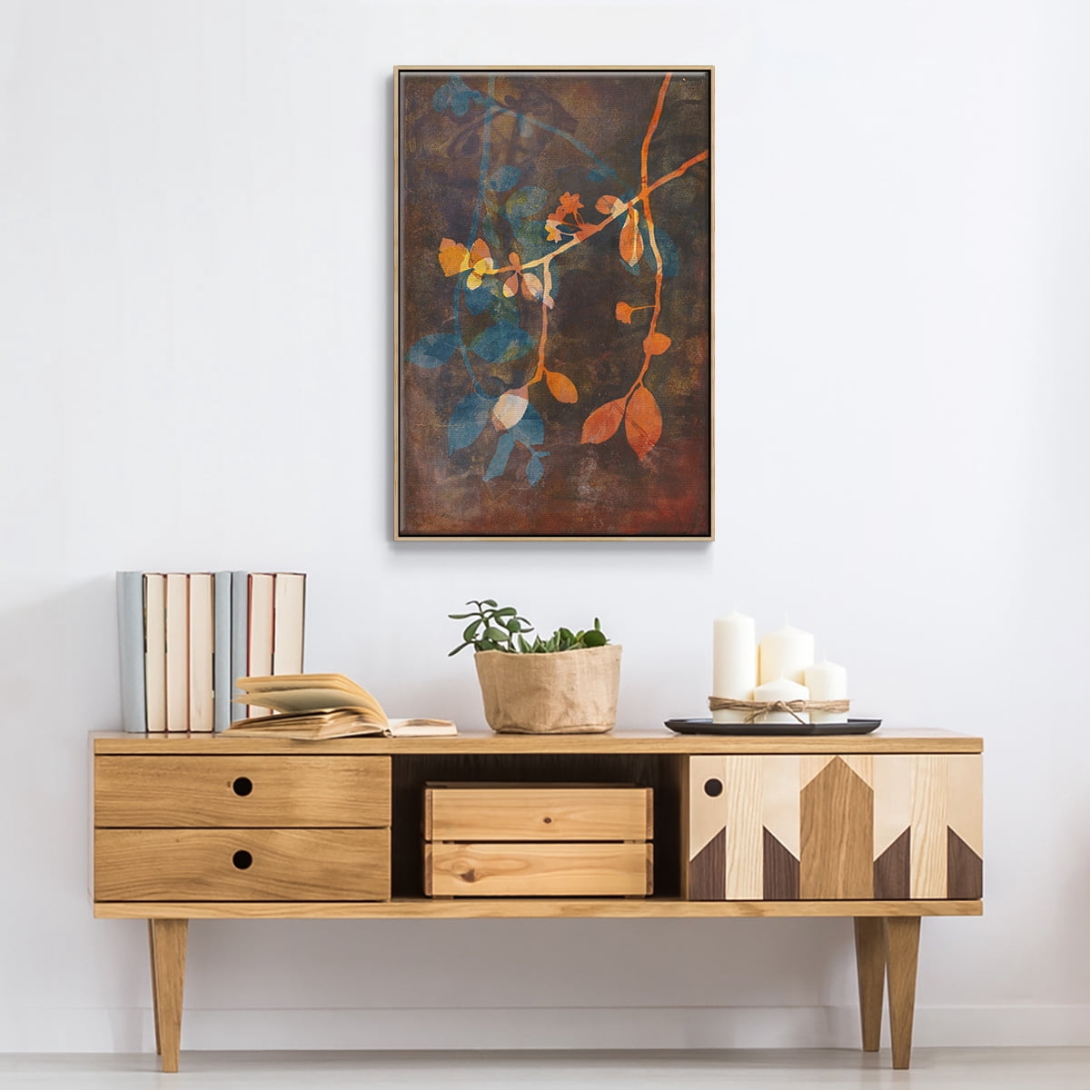 Branching Out V Framed Premium Gallery Wrapped Canvas - Ready to Hang - 17 x 25 - Natural Wood Floating Frame