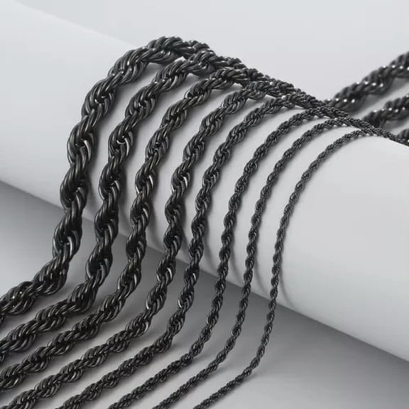 HOOUN Black Stainless Steel Rope Twisted chain Necklace For Women Men's 3/4/6/8mm New-3mm-20 in