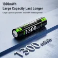 thumbnail image 4 of OOHHEE 8PCS 1300mWh AAA 1.5V Rechargeable Lithium Batteries + Thin Charging Storage Box, 4 of 10