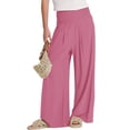 thumbnail image 5 of VDJ Summer Pants for Women Wide Leg Dress Pants Elastic Waist Palazzo Pants Dusty Pink Trousers with Pockets Size M, 5 of 7