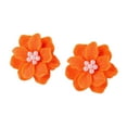 thumbnail image 2 of 1 Pair Stud Earrings Anti-allergy Decorative Exquisite Temperament Hyperbole Flower Faux Pearl Earrings for Dating,Orange, 2 of 8
