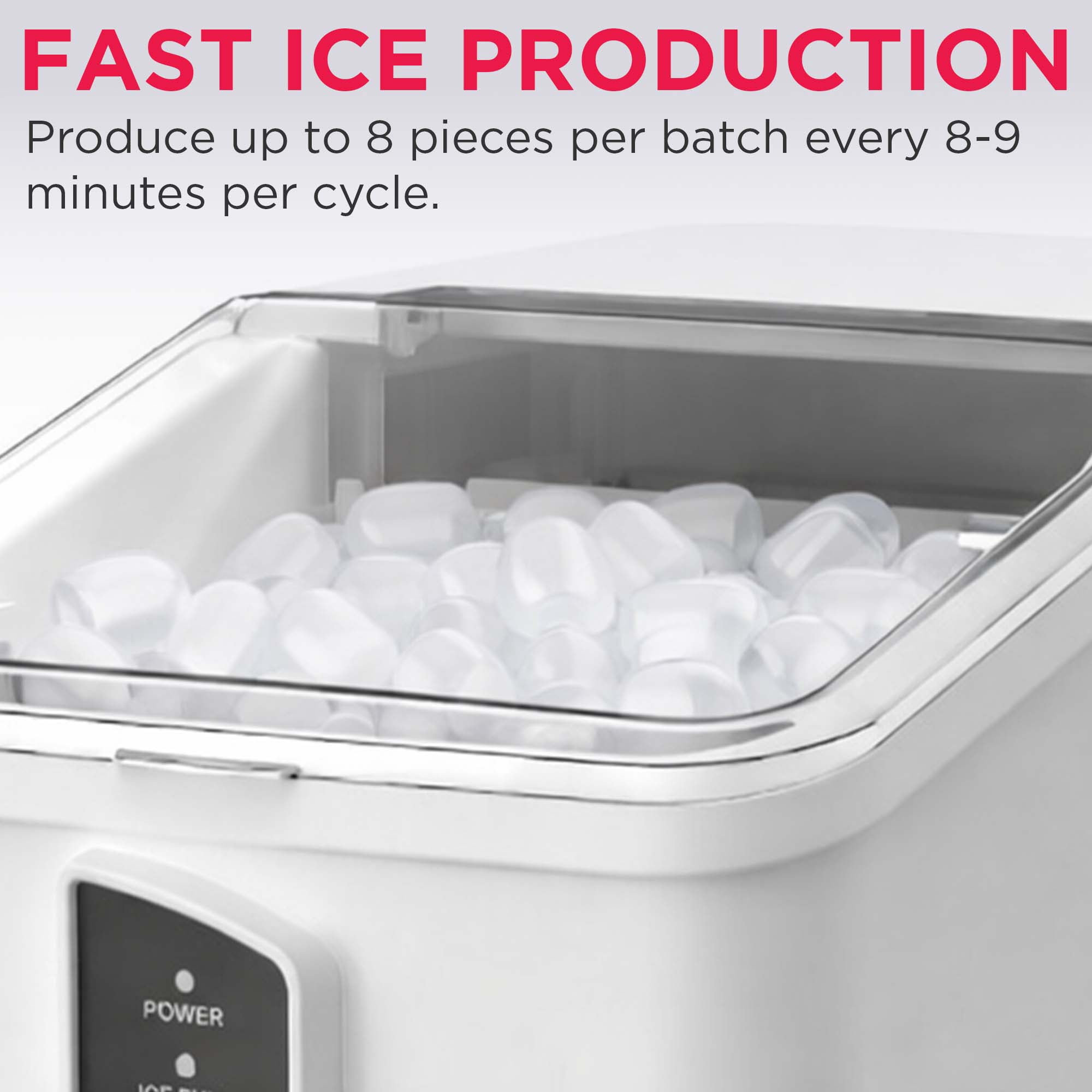 Frigidaire Countertop Ice Maker, 26 lbs Daily, Bullet Shaped Ice, White
