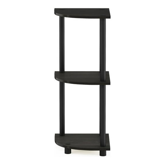 Pemberly Row Turn-N-Tube Wood 3-Tier Corner Display Rack in Espresso/Black