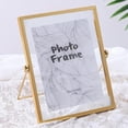 thumbnail image 2 of veasfak Classic Golden Plated Floating Glass Picture Photo Frame Metal Decorative 7 inch, 2 of 3