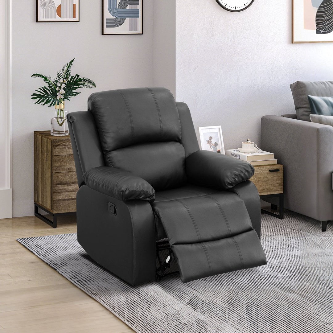 Gewnee PU Manual Recliner Chair,Single Sofa Recliners,Adjustable Backrest,Comfort Lazy Chair for Living Room,Bedroom.Black