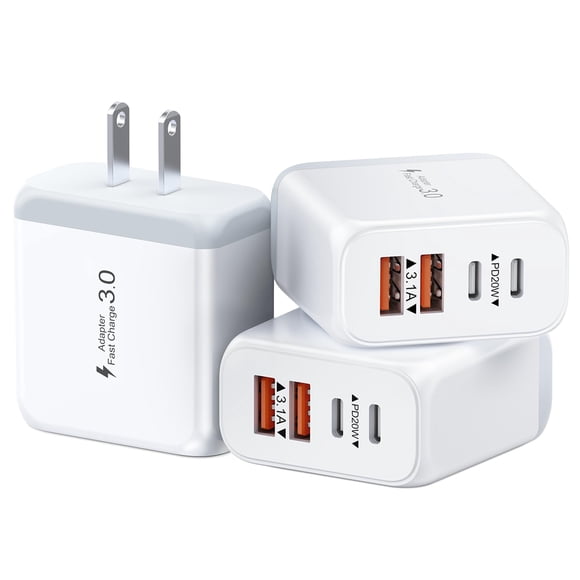 Bloque de cargador USB C Kuewtya de 40 W, paquete de 3 con 4 puertos tipo C