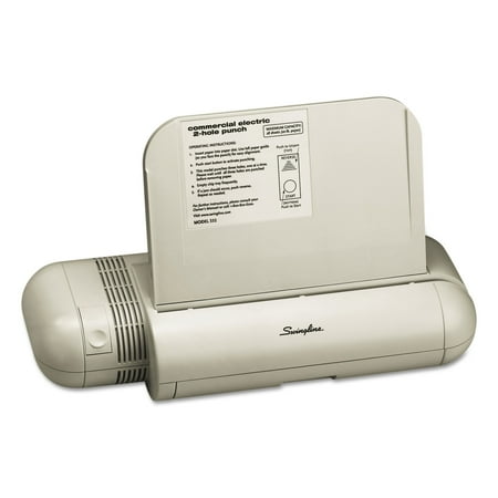 Swingline 28-Sheet Commercial Electric Two-Hole Punch, Fixed 1/4" Holes, Silver - Platinum