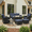 Black-Navy Blue, variant on LayinSun 7 Pieces Patio Outdoor Conversation Set, Wicker Furniture Set with Swivel Chairs and Fire Pit Table 7-Seat