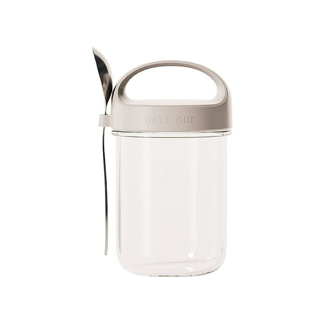 Can Glass Cups,Large Glass Jars Breakfast Cup with Spoon Yogurt Cup Glass Large Mouth Sealed Jar Overnight Oatmeal Cup Milkshakes Cup Multi-Grain Cereal Large Glass Jar