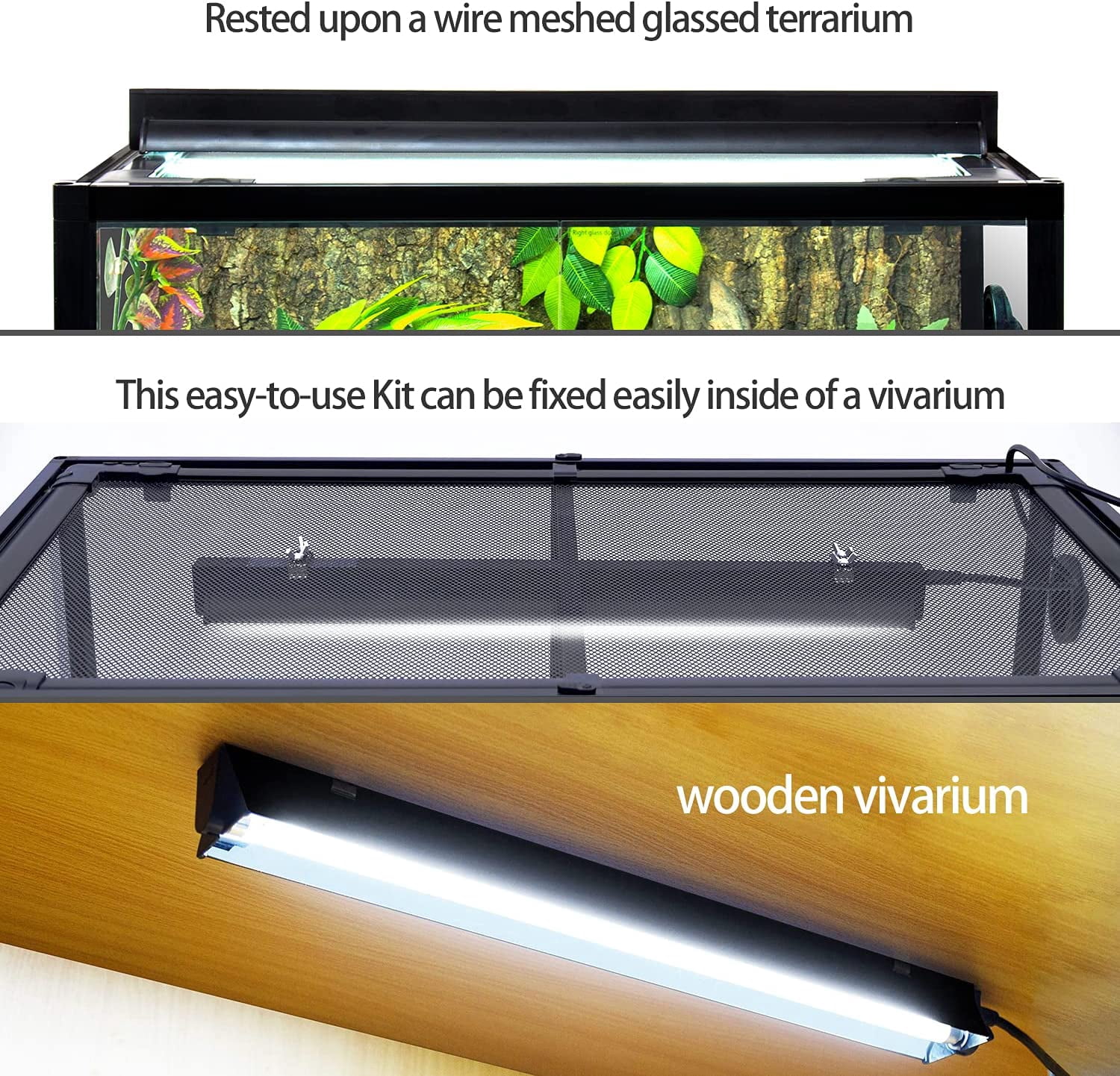 T5 UVB Lighting Combo Kit, Terrarium Hood Comes with Desert 10.0 UVB T5 Lamp (8W)