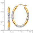 thumbnail image 4 of Primal Gold 14 Karat Yellow Gold and White Rhodium-plated 3mm Diamond-cut Oval Hollow Hoop Earrings, 4 of 4