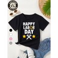 thumbnail image 1 of Youngsters' 100% Cotton T-Shirt - Happy Labor Wrench & Stars Design, Machine Washable, Regular Fit Round Neck Tee for Boys & Girls, All-Season Casual Wear, Perfect Gift for Youngsters, 1 of 6