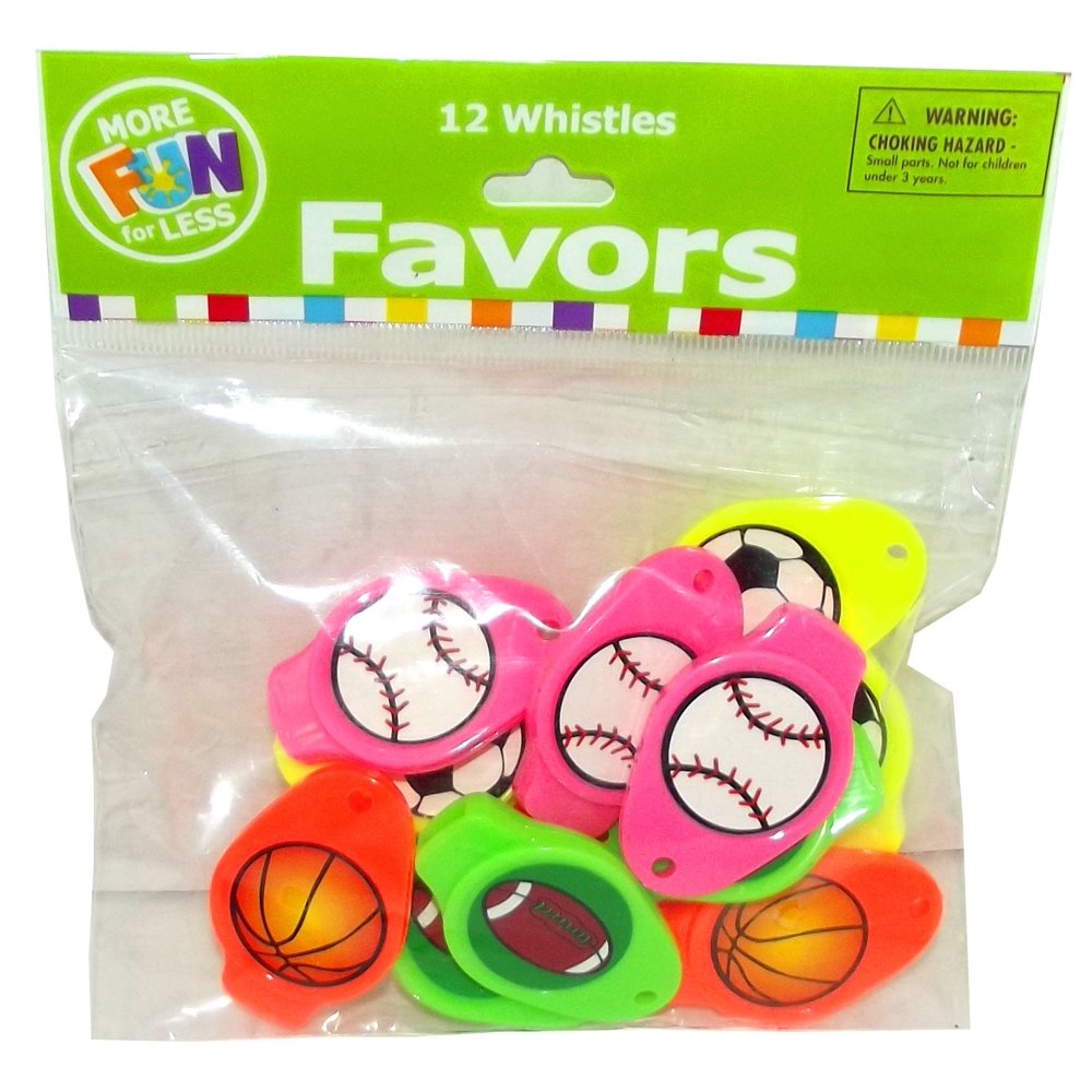 PLASTIC SPORTS WHISTLE PARTY FAVORS