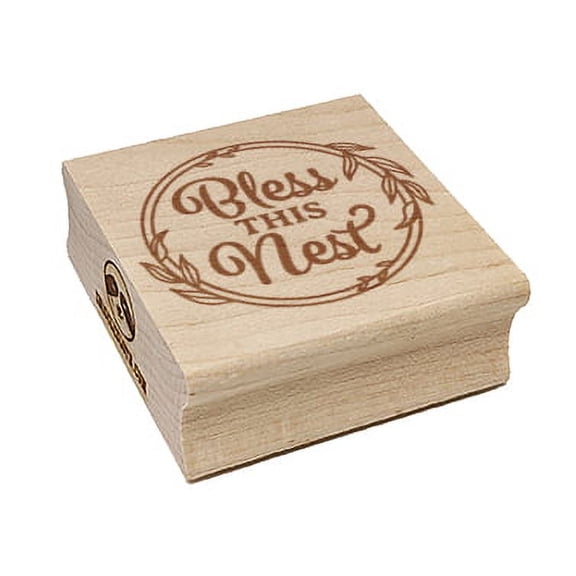Bless This Nest Leaf Frame Detail Square Rubber Stamp Stamping Scrapbooking Crafting - Small 1.25in
