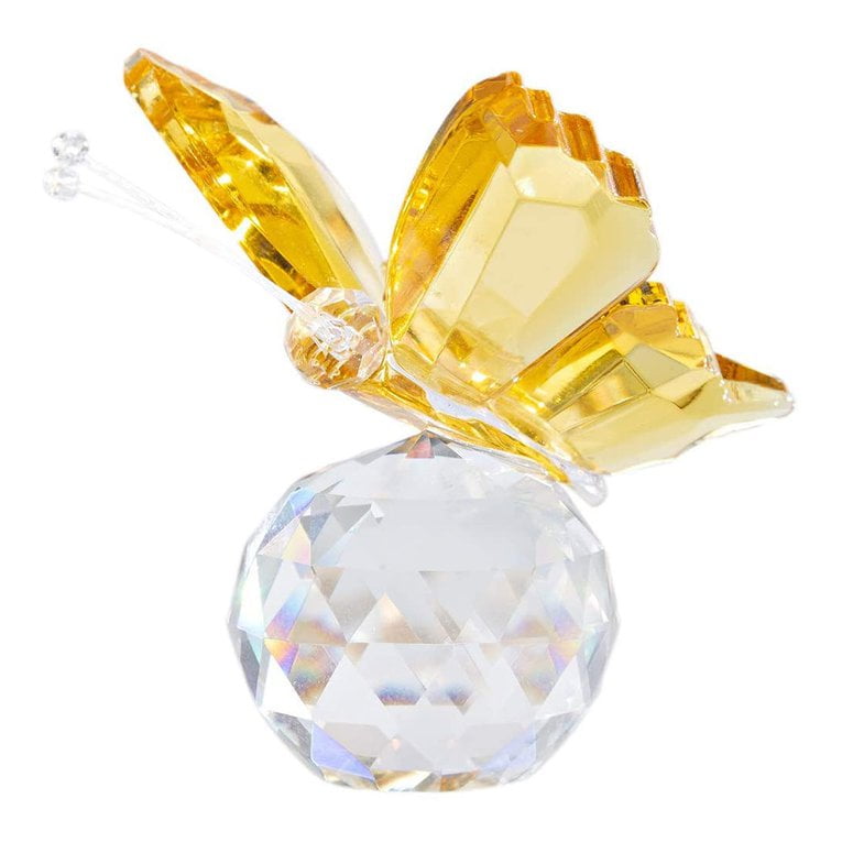 1PC Crystal Flying Butterfly with Ball Base Figurine Cut Glass Ornament Statue 