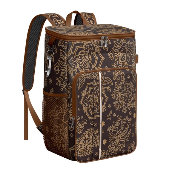 Retro Paisley Print Insulated Backpack Cooler, Leak Proof & High-Performance Insulation, Ideal for Camping, Travel, Beach, and BBQ, Comfortable & Convenient