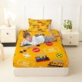 thumbnail image 4 of Castle Fairy Cartoon Train Pattern Twin Sheet Sets 3pcs for Kids, Ticket Print Bedding for Bedroom, Yellow Red, 4 of 6