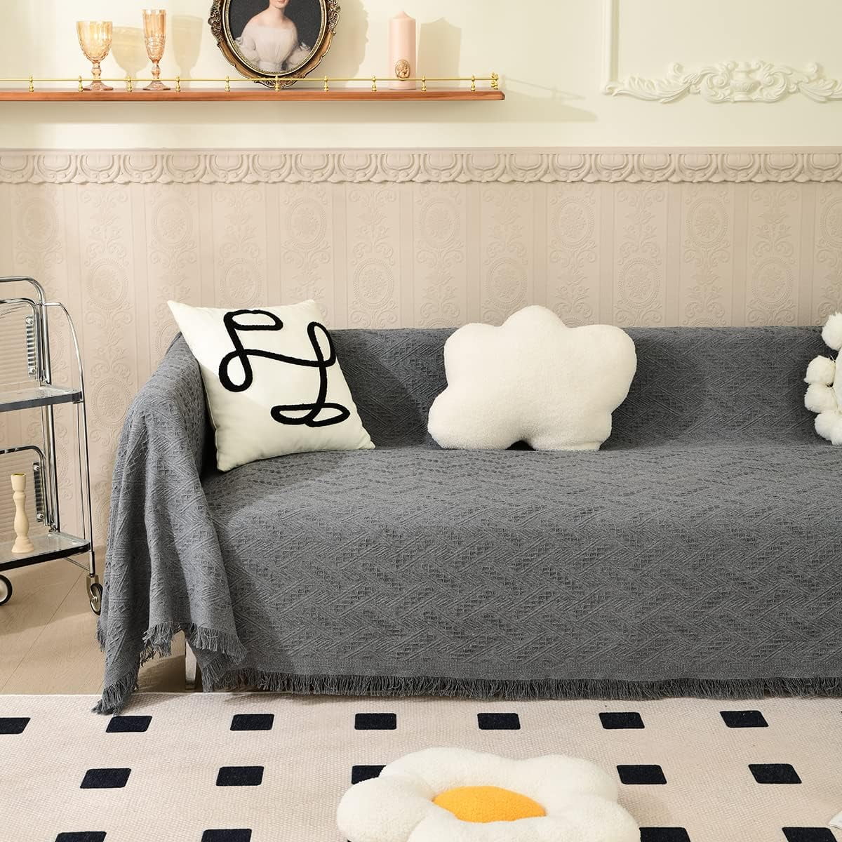 Couch Cover Sheet Blanket, Oversized Reversible Covers for 3-4 Cushion High Backed Backrest Sofa, Extra Large Furniture Decoration Covers Sofa Slipcovers, L Shape U-Shaped Sectional Protector