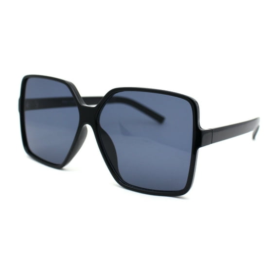 Womens Pop Color Lens Oversize Thin Plastic Butterfly Sunglasses All Black
