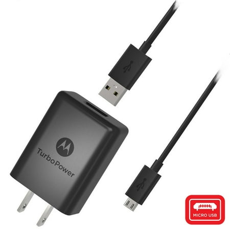 Motorola Wall Charger (Motorola SPN5970A TurboPower 15+ QC3.0 Wall Charger w/ SKN6461A Micro USB Cable - Turbo Power for Moto G5 Plus, G5S, G5S Plus, E5 Plus, G6 Play [Not for G6 or)