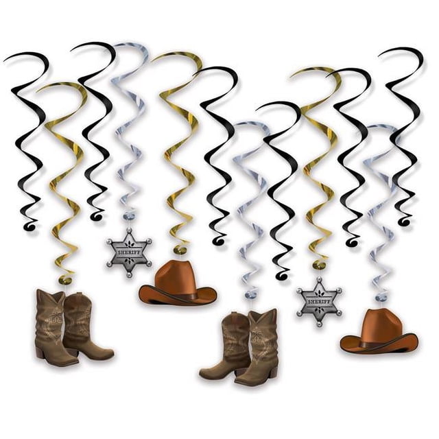 Beistle 53562 Tourbillons Western de 17,5 à 32,5 Po - Pack de 6