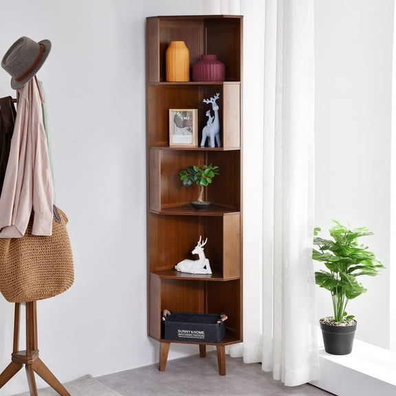 BALANBO 5-Tier Corner Bookshelf, Corner Shelf, 71.5" Tall Bookcase Display Shelf for Adults