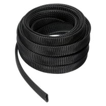 25 Ft - 3/4 In Expandable Braided Cable Sleeving, PET Cable Management, Wire Wrap Loom Tube, Black