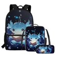 thumbnail image 2 of Yuyamidu Blue Axolotl School Backpack Set of 3, 17 Inch Kids Bookbag with Lunch Bag and Pencil Case, Lightweight Large Capacity Backpack for School Travel, 2 of 7
