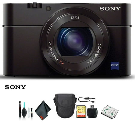 Sony Cyber-shot DSC-RX100 III Camera DSCRX100M3/B With Soft Bag, Additional Battery, 64GB Memory Card, Card Reader , Plus Essential