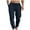 Navy, variant on HAiming Linen Pants for Men Elastic Waist Drawstring Comfort Plus Size Casual Lightweight Straight Trouser with Pocket