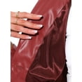 thumbnail image 5 of INSPIRE CHIC Faux Leather Cropped Blazer for Women's Notched Lapel Collar Single Breasted Moto PU Jackets XS Burgundy, 5 of 5