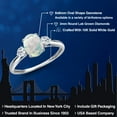 thumbnail image 2 of Gem Stone King 10K White Gold Simulated White Opal and White Topaz 3-Stone Ring for Women | 1.28 Cttw | Oval Cabochon 8X6MM | Gemstone October Birthstone | Size 8, 2 of 6