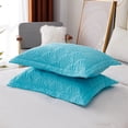 thumbnail image 3 of Set of 2 Pillow Shams King Size Floral Quilted - Perfect for Bedding Decor (Blue), 3 of 6