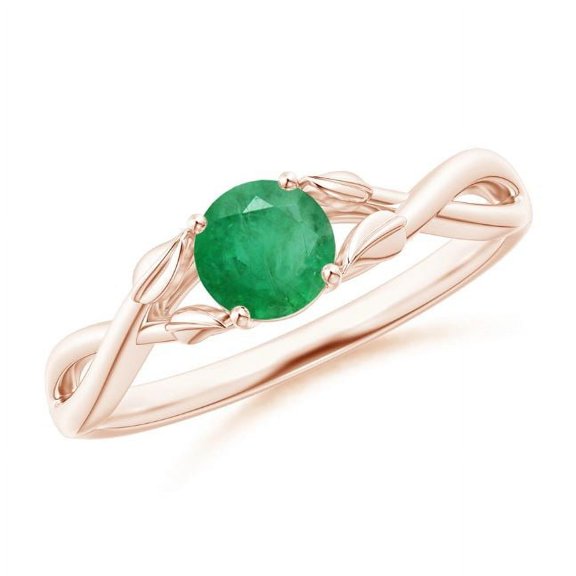 Round Shape Green Emerald Cocktail Band Ring 925 Sterling Silver Rose Gold Plated May Birthstone Mothers Day Women Gift Gemstone Jewelry