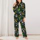 thumbnail image 2 of Balery Chamomile Conjunto de Pijama con Estampado para Mujer, Conjunto de Dos Piezas con Manga Larga, Ropa de Dormir Suave con Bolsillos, Pijamas Cómodos-Large, 2 of 7