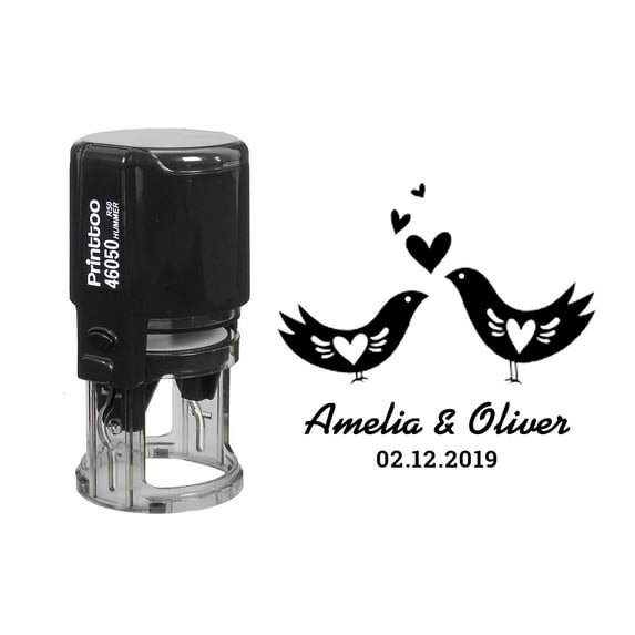 Printtoo Black Save The Date Wedding Favor Personalized Round Self Inking Wedding Favor Stamp Custom Save The Date Heavy Duty Rubber Stamper-50 mm Diameter