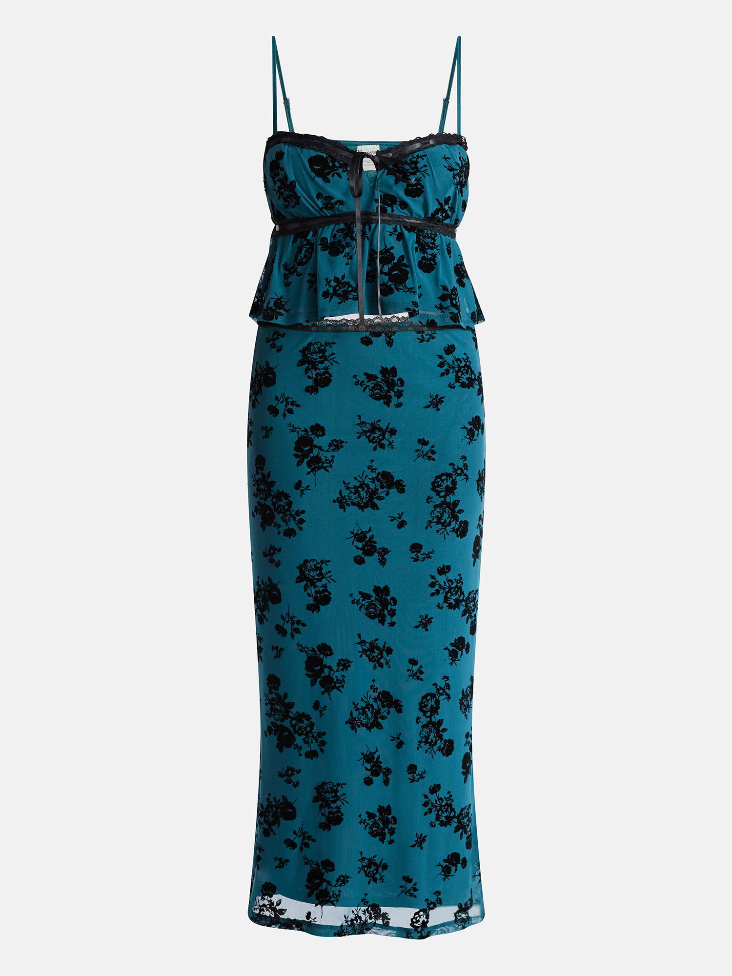 No Boundaries Satin Trim Cami and Maxi Skirt Set, 2-Piece, Women’s