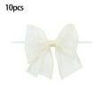 thumbnail image 2 of sruoe Christmas Tree Bows Ribbon, Christmas Tree Decorations Indoor, Xmas Tree Bowknot Ornaments, Wreath, Sequined Bow, Hanging Christmas Tree Topper for Wedding Holiday Party Decoration, Beige, 2 of 6