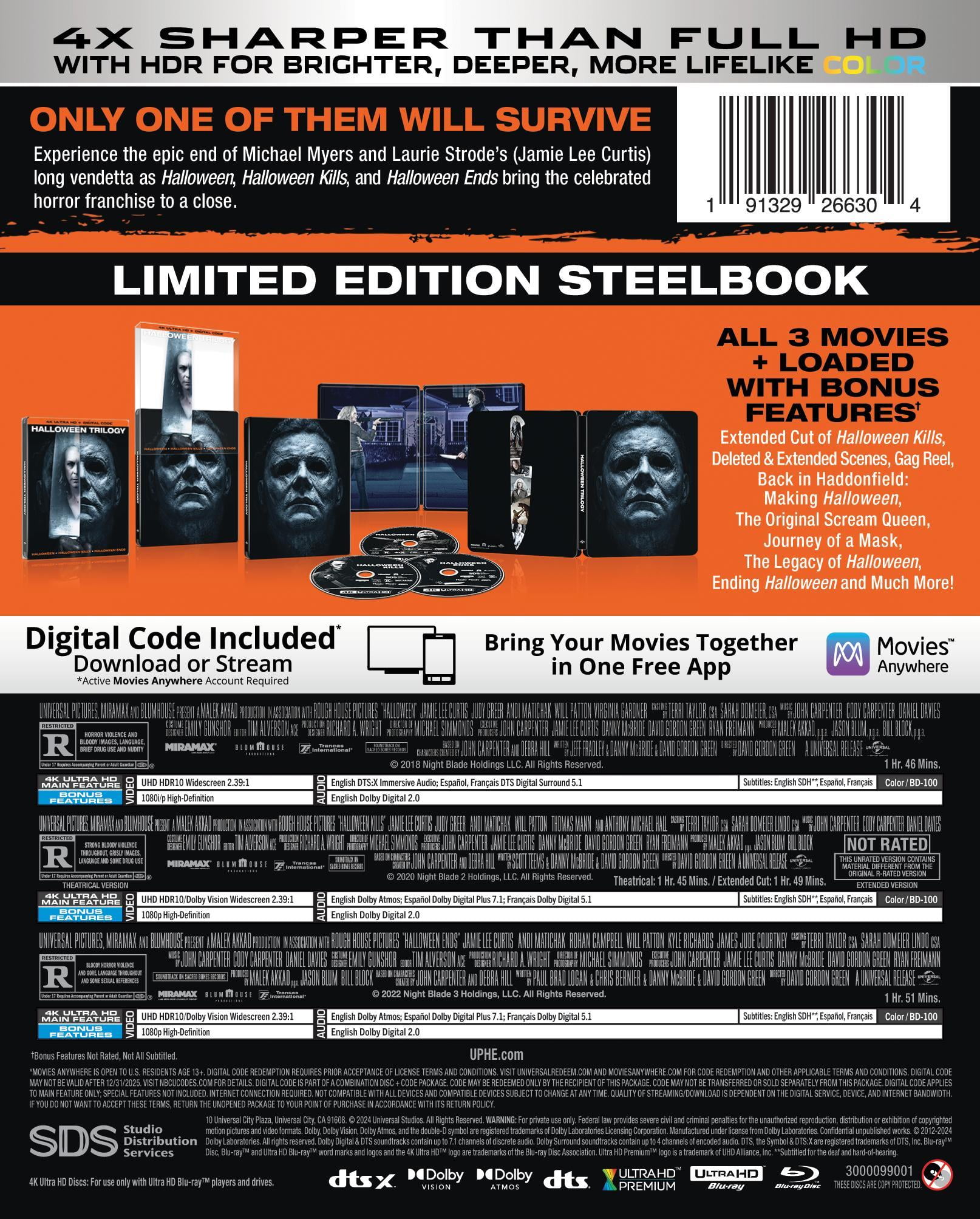 Halloween Trilogy (Walmart Exclusive) (Steelbook) (4K Ultra HD + Blu-ray + Digital Copy), Horror, Universal