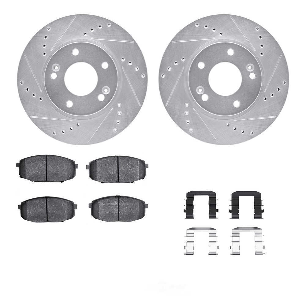 Dynamic Friction Company 7512-03074 DFC Rotors-Drilled and Slotted-Silver with 5000 Advanced Brake