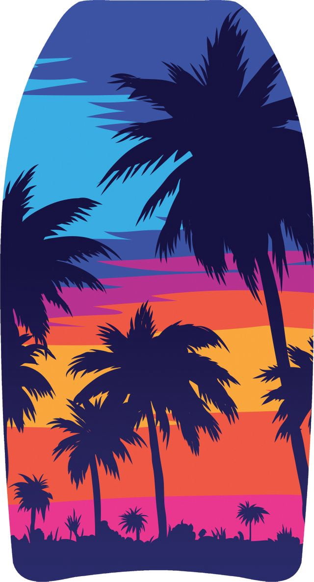 Bluewater Beach 37" Foam Bodyboard with Leash and Fun Multicolor Tropical Print