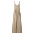thumbnail image 3 of CCRFTGI Girls Rompers Size 6-7 Sleeveless Girls Jumpsuits Size 10-12 Summer Spaghetti Strap Overalls with Pockets Back To School Outfit Beige 13-14 Years, 3 of 6