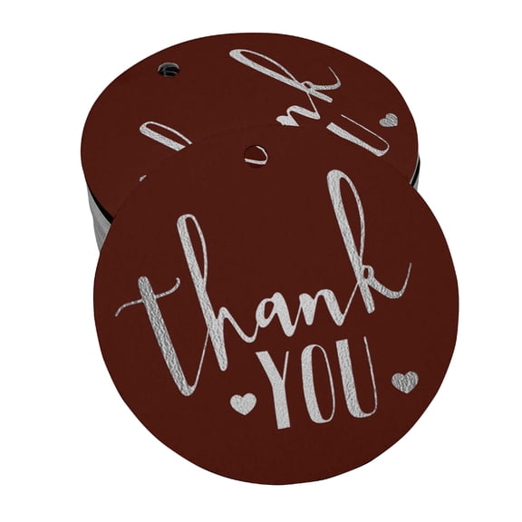 Inkdotpot Pack Of 100 Real Silver Foil Paper Tags Thank You Bridal Shower-Baby Shower-Retirement-Wedding-Birthday Favor Hang Tags