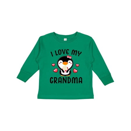 

Inktastic I Love My Grandma with Cute Penguin and Hearts Gift Toddler Toddler Girl Long Sleeve T-Shirt