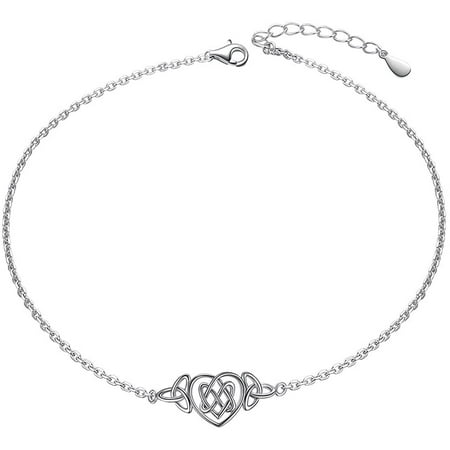 

Anklet for Women S925 Sterling Silver Adjustable Foot Evil Eye Starfish Heart Bead Butterfly Celtic Knot Cross Multilayer Layered Ankle Bracelet Jewelry