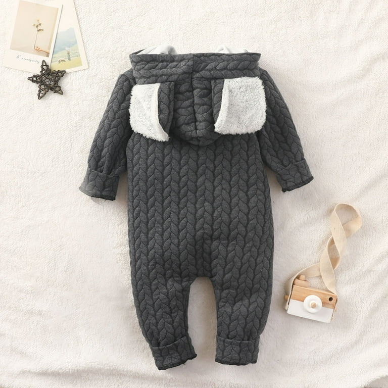 skpabo Jumpsuit Girls Boys Hooded Outfits Romper Thick Coats Warm