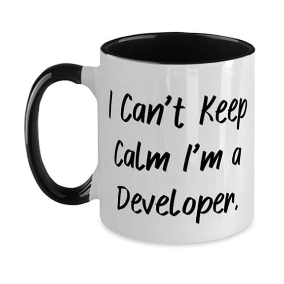 Developer Gifts For Friends, I Can't Keep Calm I'm a Developer, Appreciation Developer Two Tone 11oz Mug, Cup From Friends, Funny developer mug, Funny coder shirt, Funny programmer socks, Funny